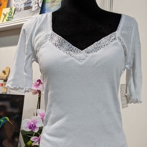 Free People Top. White Top. Short Sleeves Top